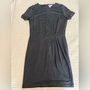 Katherine Barclay Womens Black Textured Mini Gathered Waist Dress Sz 10